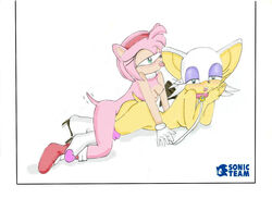 2girls amy_rose anthro female female_only furry oyashiro_thr43 rouge_the_bat sega sonic_(series) yuri