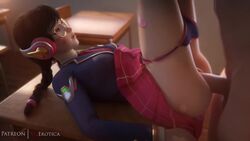 1boy 1girls 3d academy_d.va animated d.va female_focus male/female overwatch panties_down school_uniform skirt sound tagme video