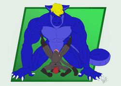 anthro domestic_ferret dragon from_front_position justagoodboy larger_male male mammal mating_press muscular mustela mustelid musteline sex size_difference tagme true_musteline