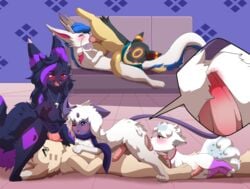 69_position absol absurd_res alolan_vulpix anal anal_sex berr cowgirl_position cunnilingus dragon eeveelution female feral from_front_position fur furniture furret furry genitals group group_sex hi_res licking male male_penetrated male_penetrating male_penetrating_male nintendo on_bottom on_top oral orgy penetration penile penile_penetration penis penis_in_ass penis_lick pokemon pokemon_(species) pussy quilava regional_form_(pokémon) sarox sex sofa syngie_(artist) tongue tongue_out umbreon video_games vulpix yans_the_furret