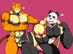 5_fingers abs anal anal_sex anthro anthro_on_anthro anthro_penetrated anthro_penetrating anthro_penetrating_anthro ass balls bearlovestiger13 beastars biceps big_muscles black_body black_eyes black_fur blue_eyes blush blush_lines bodily_fluids bulge cigarette cigarette_in_mouth clothed clothing clothing_aside cougar cross-popping_vein detailed_bulge don_puma duo erection erection_pushing_underwear felid feline fingers fist fur genital_outline genitals giant_panda gouhin heart jockstrap looking_back male male/male male_only male_penetrated male_penetrating male_penetrating_male mammal muscular muscular_anthro muscular_male muscular_thighs nipples open_clothing open_mouth open_shirt open_topwear orange_body orange_fur pecs penetration penile penile_penetration penis penis_outline raised_arm raised_fist sex shirt simple_background spanking speech_bubble story story_in_description sweat tan_body tan_fur teeth thick_thighs tongue topwear underwear underwear_aside ursid white_body white_fur