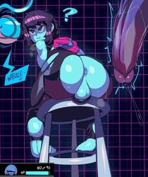 1boy 1futa absurd_res anus ass back back_view balls big_ass big_butt big_penis blue_skin captain_kirb deltarune deltarune_chapter_2 femboy futa_on_male futanari girly huge_ass huge_cock imminent_anal imminent_sex imminent_transformation kris_(deltarune) large_ass large_penis looking_back male male_focus penis ripped_clothing ripped_pants short_hair sitting speech_bubble testicles text thick_ass werewire