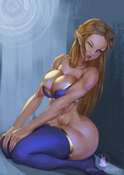 1girls abs big_breasts breasts female female_only impalingpoetry large_breasts muscles muscular_female princess_zelda solo the_legend_of_zelda thighhighs zelda_(breath_of_the_wild)