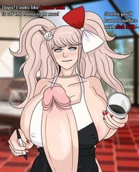 1futa apron apron_only areolae blonde_hair bow breasts clothed clothing danganronpa dialogue eroticaquatic futa_only futanari hairclip half_naked huge_breasts huge_cock human hyper_breasts hyper_penis iced_latte_with_breast_milk iced_latte_with_dick_milk junior_art_ junko_enoshima light-skinned_futanari light_skin meme nail_polish nails naked_apron neckband partially_clothed penis red_nails smooth_skin solo standing text twintails