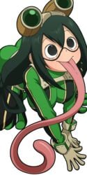 1girls 2d :> black_eyes boots clothed clothing color colored dark_green_hair female goggles green_hair hair_between_eyes hero_outfit_(mha) light-skinned_female light_skin long_tongue manyakis my_hero_academia pale-skinned_female pale_skin sidelocks solo teenager tongue transparent_background tsuyu_asui