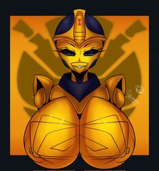 1girls alien alien_girl beast_wars big_breasts black_eyes blackarachnia breasts busty female female_only huge_breasts image machine nipples photo robot robot_girl solo solo_female tr_yithaz transformers yellow_breasts