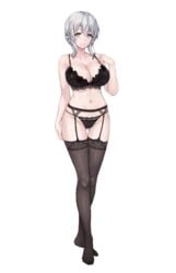 blue_eyes clothed commentary_request lingerie looking_at_viewer oc original original_character silver_hair tagme toriatto_gununu transparent_background white_hair