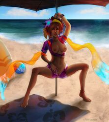 1girls exposed exposed_breasts league_of_legends my_kinky_queen pool_party_series pool_party_taliyah posing source_request tagme taliyah