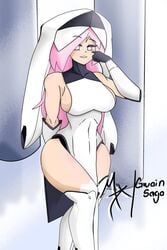 ami ami_(gwain_saga) ara_ara big_ass big_breasts exposed_shoulders geoexe gwain_saga hourglass_figure nun nun's_habit sideboob tagme_(artist) thick_thighs wide_hips