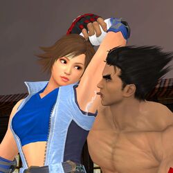 3d armpit armpit_fetish armpit_licking armpit_peek armpits arms_behind_head arms_up jin_kazama kazama_asuka kazama_jin kink pitsluts_studio standing sweat tekken tongue tongue_out xnalara