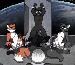 3boys anthro bodily_fluids bound brown_eyes canid canine canis character_request cum daniel_cooper_(blair93) dark_grey_body dark_grey_fur earth english_text facial_markings femboy fox fur genital_fluids genitals green_eyes grey_body grey_fur group head_markings machine male male/male male_only mammal markings mask_(marking) orange_body orange_fur penile penis penis_milking penis_milking_machine prison_cell procyonid raccoon ringtail scar semen_collecting_machine sly_cooper_(series) smooth_fur sony_corporation sony_interactive_entertainment space sucker_punch_productions tagme teeth text trio verona7881 verona_(artist) video_games white_body white_fur wolf worried_expression worried_face worried_look