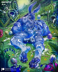 anthro ass balls big_balls big_butt big_muscles blush bodily_fluids bodypaint bunnymund cum cum_everywhere cum_in_ass cum_in_balls cum_inside cum_on_balls cum_on_ear cum_on_face cum_on_grass cum_on_ground cum_on_own_balls cum_on_perineum cum_on_self cum_on_tail ears_back easter easter_bunny easter_egg egg ejaculation flower genital_fluids genitals grass holidays hotsatyr huge_balls huge_muscles lagomorph leafs leporid male male_only mammal messy muscular muscular_male nude painted_balls penetration perineum pivoted_ears plant presenting presenting_hindquarters rabbit smile solo tail_tuft text totem tuft url