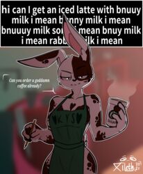 apron apron_only bunny bunny_ear bunny_ears bunny_girl bunny_tail bunnygirl coffee coffee_cup coffee_shop iced_latte_with_breast_milk meme meme_attire meme_clothing naked_apron rabbit rabbit_ears rabbit_girl rabbit_humanoid rabbit_tail rabbitgirl zytkal