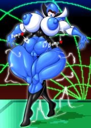 1girls anthro areola attackheat computer death_by_snoo_snoo deltarune deltarune_chapter_2 electricity hyper muscular_female nipples nude nude_female practically_nude queen_(deltarune) solo thick_thighs womb