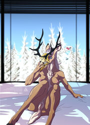 absurd_res anthro antlers anus breasts cervid delta.dynamics female fur genitals hair heart hi_res horn jen_(delta.dynamics) looking_at_viewer mammal nipples nude pussy solo