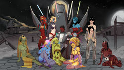 1boy 6+girls 9girls alien_girl astrid_hofferson blue_skin chiss collar crossover disclaimer femsub green_skin harem harem_outfit how_to_train_your_dragon kneeling leash male maledom miraluka mirialan multiple_girls multiple_subs nipple_piercing nude orange_skin pantoran red_skin sith sith_pureblood slave slave_bikini slavegirl star_wars submissive_female tattoo throne togruta twi'lek zabrak