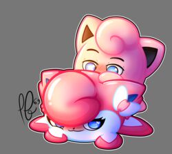 blue_eyes blush bow eyelashes jack-o_pose jigglypuff pokemon pokemon_(species) pokemon_focus puffylover69 source_request sylvia_(puffylover69) waddling_head year_request