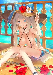 black_bikini breasts female female_only marie_antoinette_(fate) revealing_clothes skimpy_clothes tagme white_hair