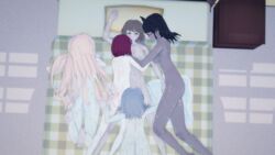 3d after_sex blush completely_nude cum cum_everywhere cum_on_body cum_on_breasts cum_on_face danganronpa danganronpa_2:_goodbye_despair danganronpa_v3 dark-skinned_female fellatio femboy fujisaki_chihiro group_hug group_sleeping harem hug iruma_miu koikatsu multiple_girls nanami_chiaki nude nude_female orph owari_akane sleeping straight_hair yumeno_himiko