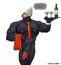 1boy 2021 ? abs anthro anthro_only anthrofied avian big_muscles big_penis clothed clothing crusader1080 deltarune english_text erect_penis erection genitals hi_res huge_penis looking_at_viewer male male_only mammal muscles muscular muscular_anthro muscular_male necktie nipples pecs penis red_eyes simple_background solo solo_male standing swatchling_(deltarune) text thong underwear vein veiny_penis video_games white_background