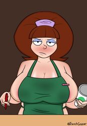 alternate_version_available blush brown_hair cartoon_network dexter's_laboratory huge_breasts iced_latte_with_breast_milk light-skinned_female light_skin looking_at_viewer meme midge trenchgazer