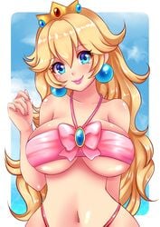 1girls alternate_breast_size bikini female mario_(series) nintendo princess_peach solo source_request sugarbell