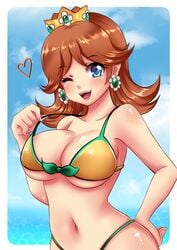 1girls bikini female mario_(series) nintendo princess_daisy solo source_request sugarbell