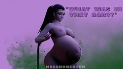 3d belly belly_expansion belly_inflation big_belly big_breasts bloated bloated_belly blue_hair breasts expansion fart fart_cloud fart_fetish farting female hand_on_belly inflated_belly inflation massmomentum nipples overwatch ponytail purple_skin stomach_noises widowmaker
