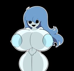 1girls areola big_breasts black_eyes blue_hair blue_nipples breasts female female_only ghost ghost_girl hourglass_figure huge_breasts human ketadune mob_face nipples spooky spooky's_house_of_jump_scares spooky's_jump_scare_mansion spooky_(shojs)