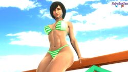 3d 3d_(artwork) abs bikini breasts brown_eyes brown_hair final_fantasy final_fantasy_vii fit fit_female large_ass long_hair looking_at_viewer looking_to_the_side midriff ml3d muscles muscular muscular_female shirohansan short_hair solo stomach thick_thighs tifa_lockhart wide_hips