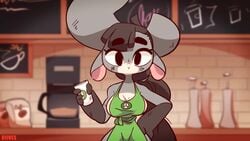 animated anthro apron breast_milk breast_squeeze breasts breasts_out dialogue diives english_dialogue english_subtitles female female_focus horns iced_latte_with_breast_milk large_breasts long_hair meme milking mp4 sound tagme video voice_acted xingyun xingzuo_temple