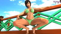 1girls 3d 3d_(artwork) bikini breasts brown_eyes brown_hair final_fantasy final_fantasy_vii looking_at_viewer midriff shirohansan short_hair solo solo_female square_enix squatting stomach tagme tifa_lockhart