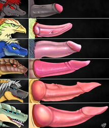 anthro avian big_penis dinosaur dragon genitals h56_(hikkoro) hi_res hikkoro_wyvern huge_cock hyper hyper_genitalia hyper_penis male male_only penis penis_lineup penis_size_chart reptile scalie size_difference snake solo wyvern