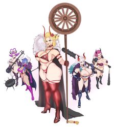 5girls angry areola_slip areolae beast_pirates beast_pirates_(cosplay) big_ass black_maria bra breasts cleavage female female_only ginrummy high_heel_boots high_heels huge_breasts jigoku_benten kunoichi looking_at_viewer multiple_girls nipple_bulge one_piece open_toe_shoes panties shounen_jump spiked_bikini sunnysundown thick_thighs thighhighs ulti_(one_piece) wide_hips yamato_(one_piece)