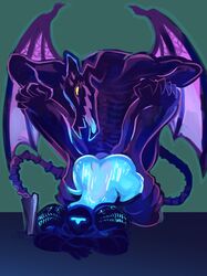 absurd_res alien alien_humanoid ambiguous_gender ambiguous_penetrated anal anal_sex anthro anthro_penetrating anthro_penetrating_humanoid armor armored_dark_samus bent_over big_penis blue_body blue_skin clothed clothed/nude clothing crossed_arms dark_samus dragon duo from_behind_position genitals headgear helmet hi_res humanoid humanoid_on_anthro humanoid_penetrated interspecies knot knotting larger_anthro long_tail looking_at_another looking_at_partner male male/ambiguous male_penetrating male_penetrating_ambiguous metroid nintendo nude on_top on_top_of open_mouth partially_clothed penetration penis perched perching_position purple_body purple_scales ridley scales sex simple_background size_difference smaller_humanoid smaller_penetrated smile space_dragon_(metroid) thren thrensfw translucent translucent_body video_games wings yellow_eyes