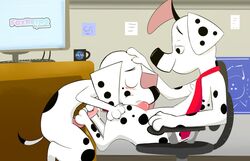 101_dalmatian_street 101_dalmatians bodily_fluids canid canine canis cum cum_in_mouth cum_inside disney disney_xd domestic_dog duo dylan_(101_dalmatians) feral foot_fetish foot_play footjob foxretro genital_fluids incest male male/male mammal penis sex yaoi