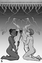 1boy 1girls androgynous anomalous bisexual bisexual_sandwich bisexual_threesome both_sexes_in_same_situation breasts cuknite32 dark-skinned_female duo female god holding_leg holding_legs light-skinned_male male muscular muscular_male on_knees penis scp scp-3380 scp_foundation submissive_female submissive_male threesome unknown_gender what worship worshiping