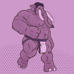 1:1 3_toes 4_fingers abs absurd_res anthro balls balls_outline barazoku biceps big_bulge bodily_fluids body_hair bulge chrm clothing elephant elephantid feet fingers genital_outline genitals happy_trail hi_res jockstrap jockstrap_only male male_only mammal muscular muscular_anthro muscular_male muscular_thighs navel nipples pecs penis_outline proboscidean proboscis_(anatomy) pubes simple_background solo sweat thick_thighs toes trunk_(anatomy) tusks underwear