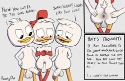 2021 anus bootydox brother brothers dewey_duck disney ducktales huey_duck louie_duck male male_focus male_only male_pov malesub penis_size_difference small_penis small_penis_humiliation tagme threesome