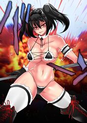 1girls 2019 big_breasts black_glove black_hair boots female female_focus female_only hukiguni maid_outfit metal_slug metal_slug_attack sally_(metal_slug) seductive short_hair small_panties snk thick_thighs thighhighs twintails underwear video_games weapon white_socks