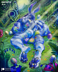 anthro anus ass back_muscles backsack balls big_ass big_balls big_butt blush bodypaint bunnymund ears_up easter easter_balls easter_bunny easter_egg egg flower forest forest_background genitals grass grass_field grassland holidays hotsatyr huge_balls huge_butt lagomorph leporid light lying male male_only mammal muscular muscular_male nature nature_background nude on_front painted painted_balls paws perineum plant rabbit rear_view smile solo sunlight tail_tuft totem tree tuft