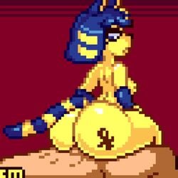 1boy 1girls animal_crossing animated ankha annoyed anthro armwear ass big_ass blue_eyes blue_hair bouncing_ass bouncing_breasts cat_ears cat_tail completely_nude completely_nude_female countmoxi cum cum_in_pussy cum_inside excessive_cum eyeshadow felid feline felis female female_penetrated femdom frown fur furry gold hair_ornament highres human_on_anthro looking_back male male/female male_human/female_anthro male_on_anthro male_penetrating male_penetrating_female music naked naked_female neko_touch_dx nintendo nude nude_female pixel_art reverse_cowgirl_position rough_sex sentones shocked sideboob simple_background sound sound_effects striped_tail tail tattoo unseen_male_face upscaled vaginal_penetration video yellow_body yellow_fur