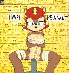 animal_crossing ankha ankha_ride_(minus8) anthro archie_comics bandage big_breasts breasts chipmunk cosplay cowgirl_position crossed_arms duo egyptian_headdress english_text female first_person_view fours_(artist) from_front_position genitals ground_squirrel hi_res looking_at_viewer male male/female male_pov mammal nintendo nipple_slip on_bottom on_top open_mouth penetration penis pov pussy rodent sally_acorn sciurid sega sex sonic_(series) sonic_the_hedgehog_(archie) sonic_the_hedgehog_(comics) sonic_the_hedgehog_(series) text unseen_male_face vaginal_penetration video_games