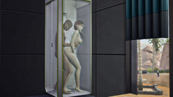 1boy 1boy1girl 1girls bath bathroom devious_desires deviousdesires female from_behind male naked nipples nude sex standing standing_sex the_sims_4 watering_can