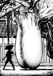 1boy 1female 1girls ass bent_over big_ass big_breasts breasts casual_hyper dress enormous_breasts female gargantuan_breasts giant giantess gigantic_breasts ginormous_breasts hanging_breasts hasshaku-sama hat huge_breasts humongous_breasts hyper hyper_breasts japanese_urban_legends long_breasts long_hair looking_at_another monochrome outdoors size_difference sun_hat thick thick_ass thick_thighs thighs tits voluptuous voluptuous_female vulanve wide_hips
