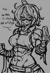 1girls abs breasts celtor_(deepwoken) clothed clothing deepwoken midriff muscular roblox roblox_game robloxian shigezie short_hair sketch solo source_request standing tagme