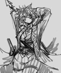 1girls breasts clothed deepwoken felinor_(deepwoken) roblox roblox_game robloxian shigezie sketch source_request standing stretching tagme thighs
