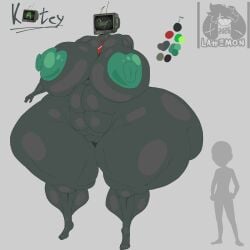 1boy 1boy1girl 1girls 2026 2d abs areolae big_areola big_ass big_belly big_breasts big_butt big_nipples green_nipples grey_skin happy hot huge_ass huge_breasts huge_butt huge_nipples huge_thighs hyper hyper_ass hyper_breasts hyper_butt hyper_muscles hyper_thighs katey_(lattemon) lattemon original original_character robot_girl robot_humanoid size_difference tv_head watermark white_background