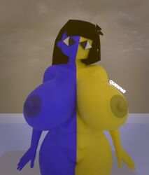 3d 3d_(artwork) 3d_model big_breasts ena ena_(orginal) ena_(series) hyper hyper_breasts quewwi solo