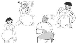 2d_(gorillaz) big_belly big_stomach biting_lip biting_own_lip cigarette cigarette_smoke female female_pred gorillaz long_tongue male male_pred murdoc_niccals noodle_(gorillaz) noodle_(pac-man) russel_hobbs russel_hobbs_(saturnz_barz) suprised suprised_expression suprised_look tongue tongue_out upside_down_cross vore vore_belly